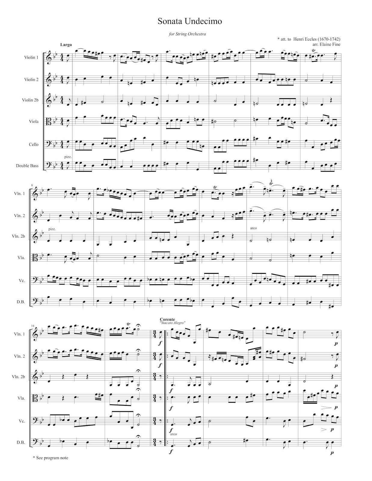 Elaine Fine s Thematic Catalog Transcription Eccles G minor